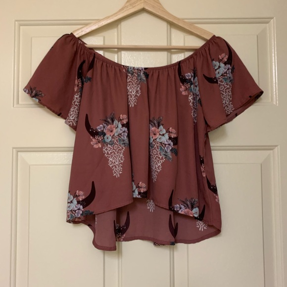 Altar'd State Tops - Altar’d State pink cow skull blouse